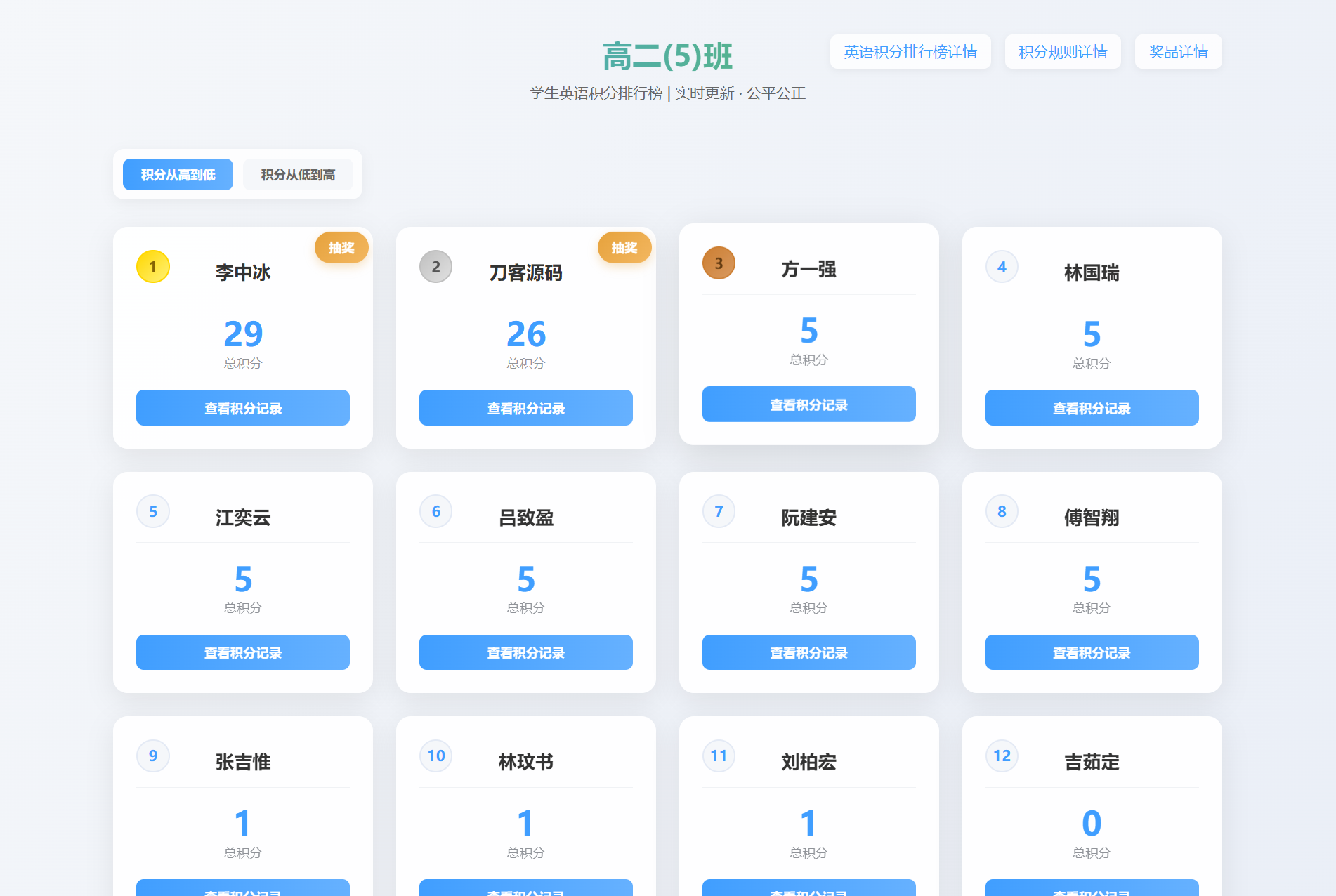 班级学生平时表现记录 积分抽奖系统源码 全开源 班级学生平时表现记录 积分抽奖系统源码 全开源